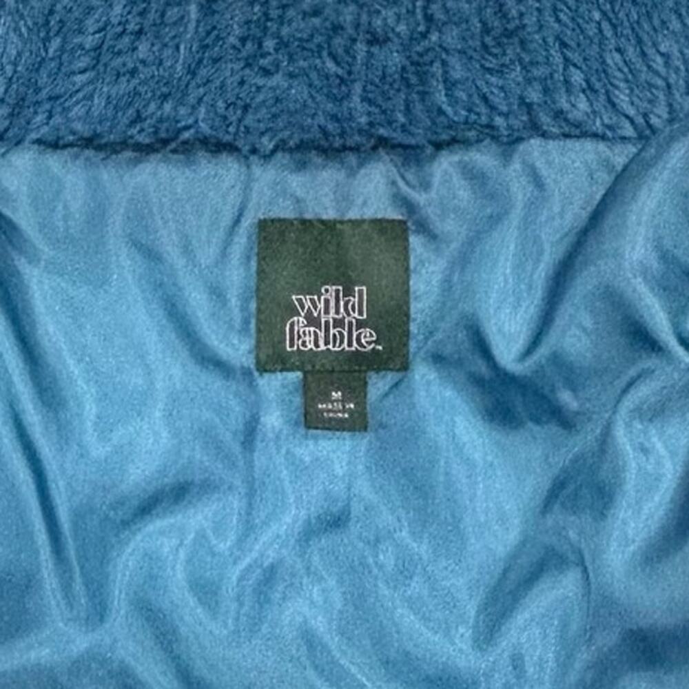 Wild Fable Blue Teddy Sherpa Puffer Jacket Women's Faux Fur Zip Coat - Picture 7 of 8